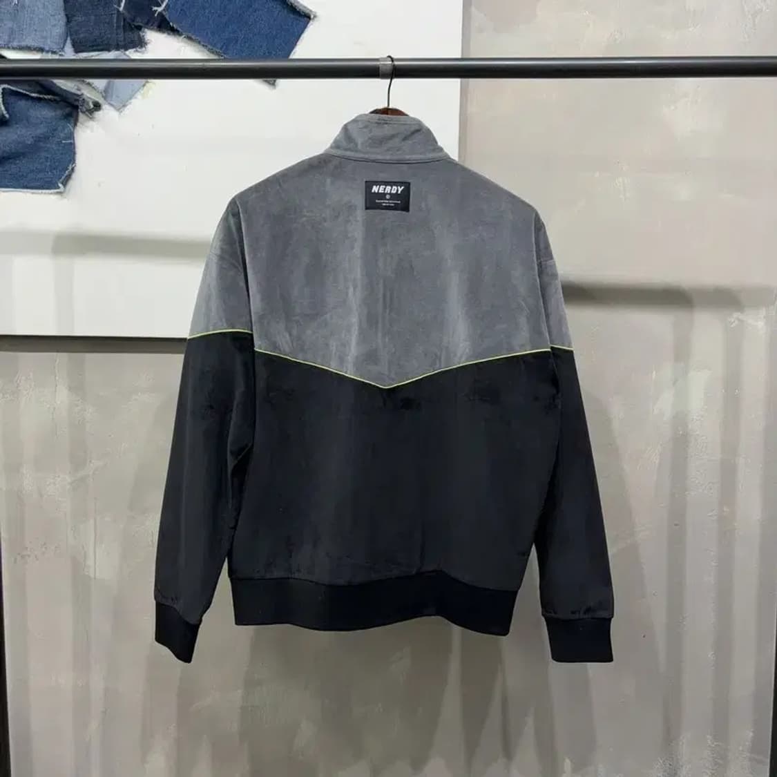 (95) 널디 스트릿 캐주얼 벨벳 배색 집업 자켓 상품이미지4
