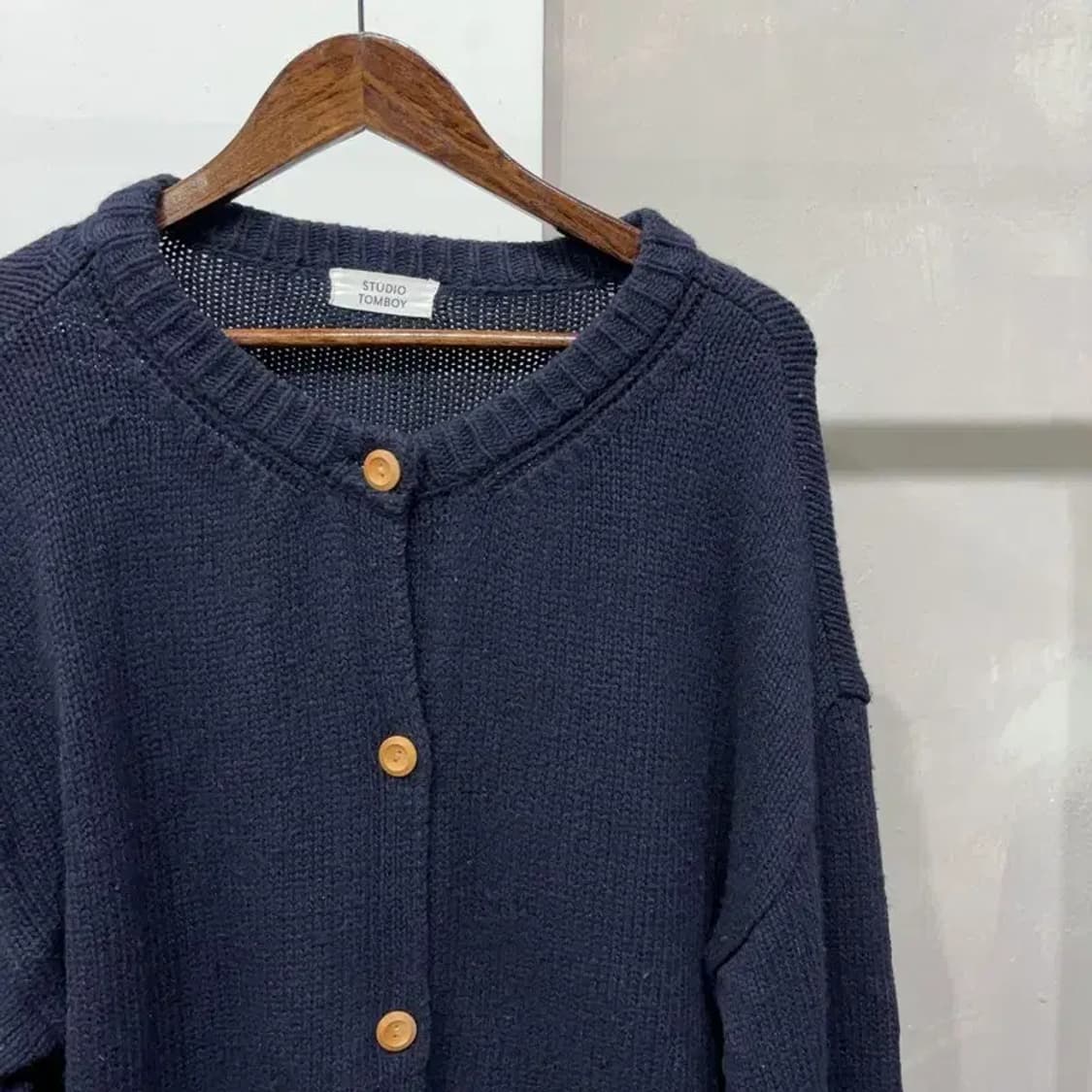 (F) 스튜디오톰보이 여성 캐주얼 네이비 니트 가디건 상품이미지3