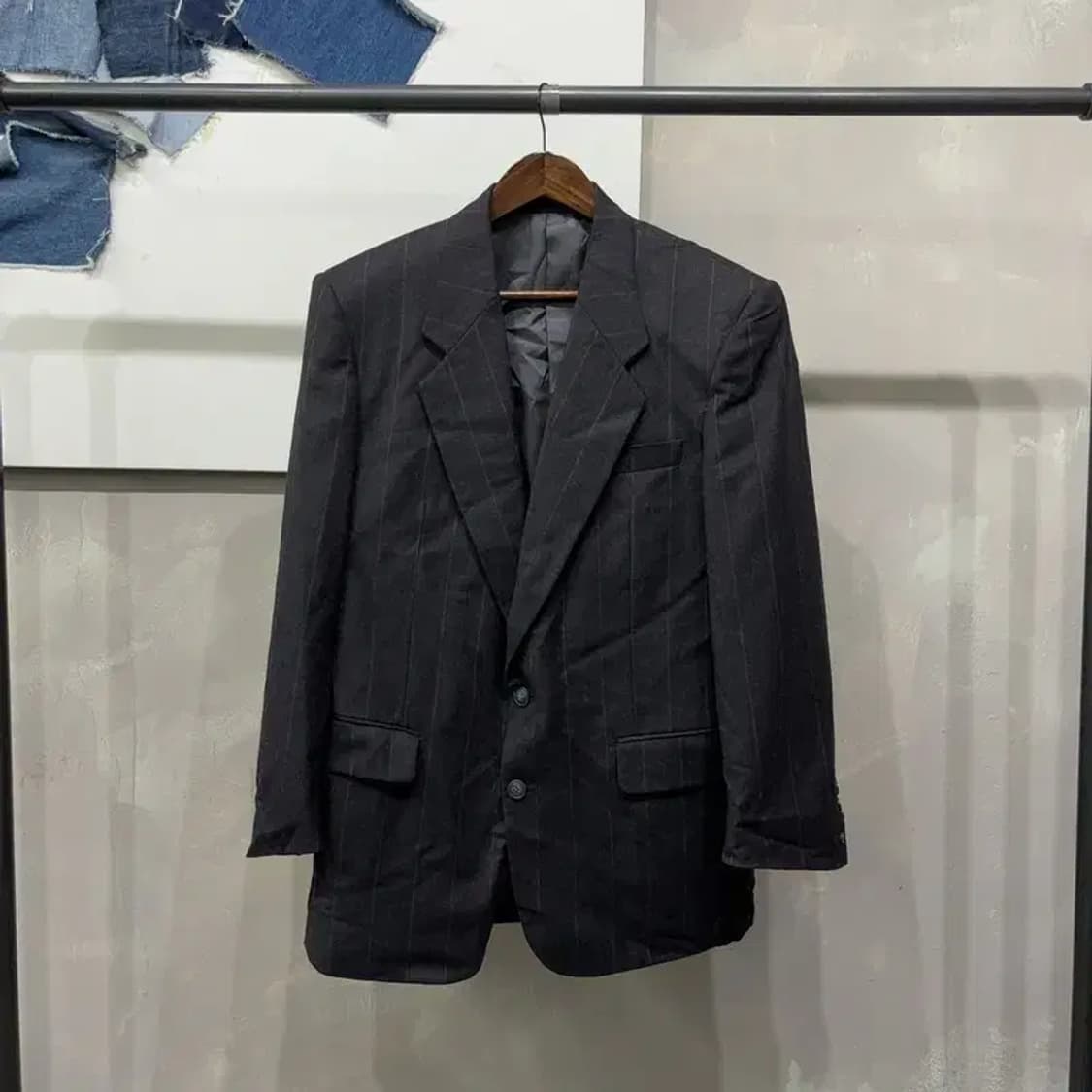 (95) 입생로랑 빈티지 캐시미어 울 스트라이프 블레이저 자켓 상품이미지1