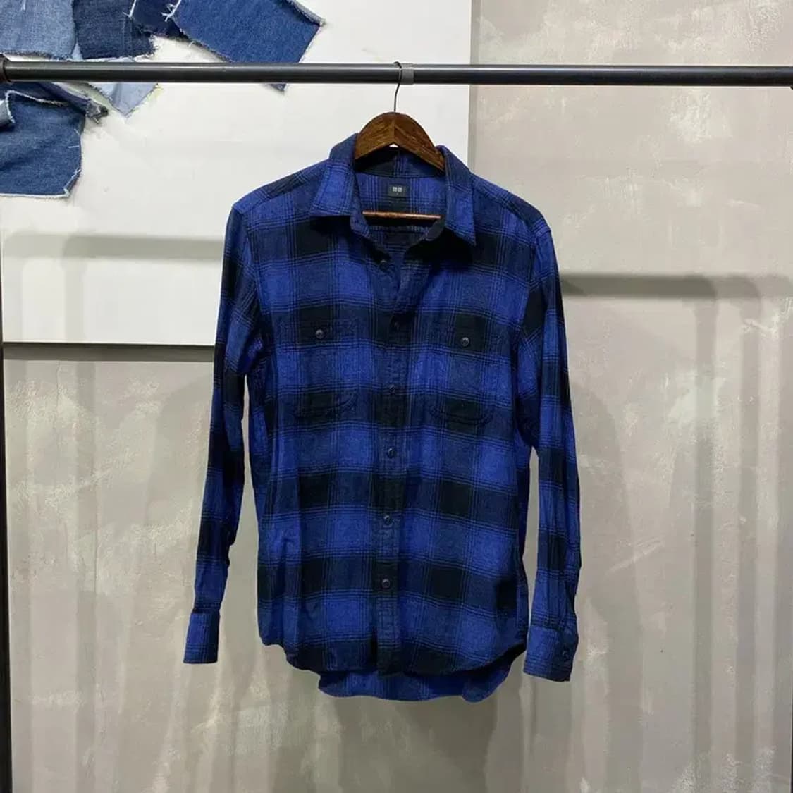 (100) 유니클로 캐주얼 베이직 플란넬 체크 셔츠 남방 상품이미지1