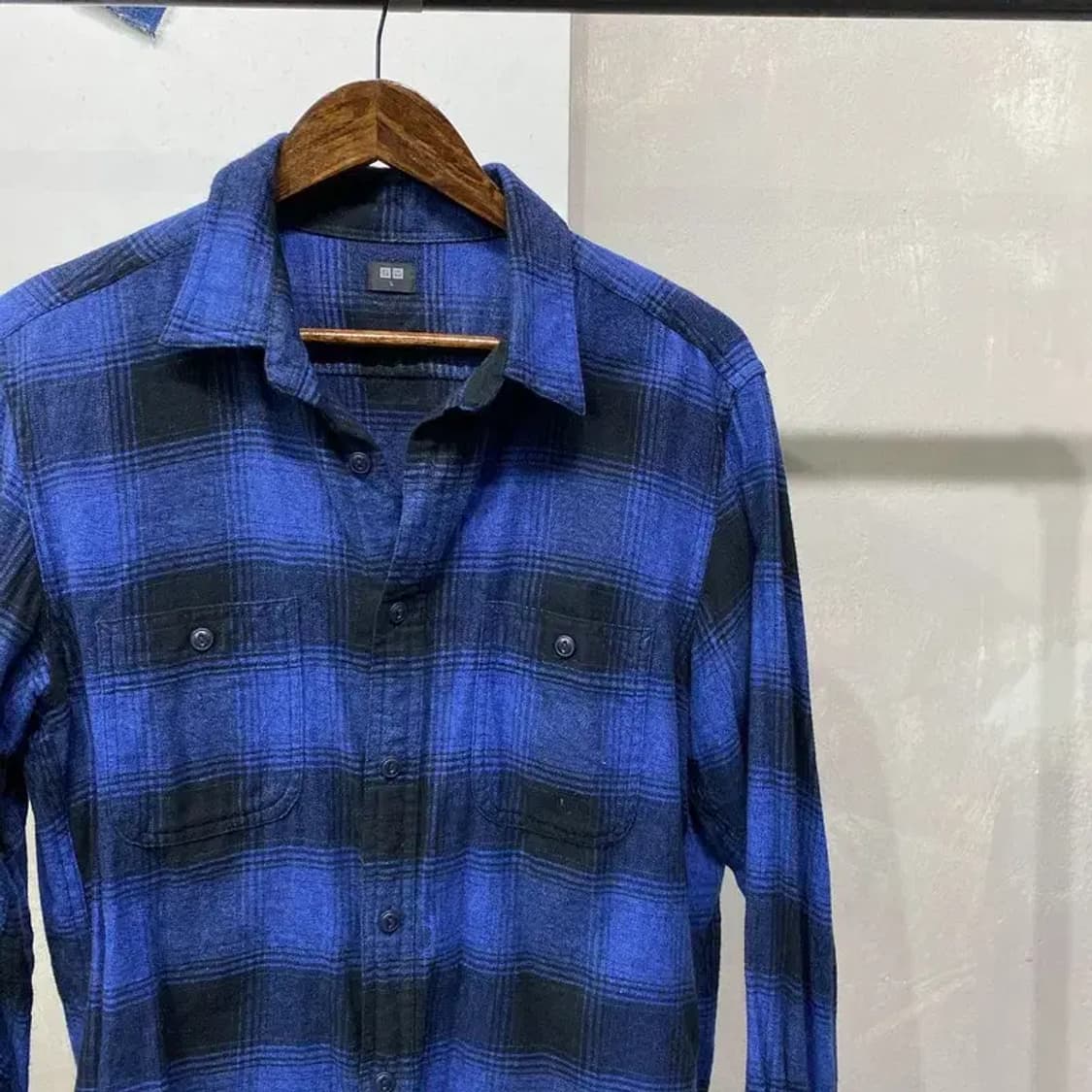 (100) 유니클로 캐주얼 베이직 플란넬 체크 셔츠 남방 상품이미지3