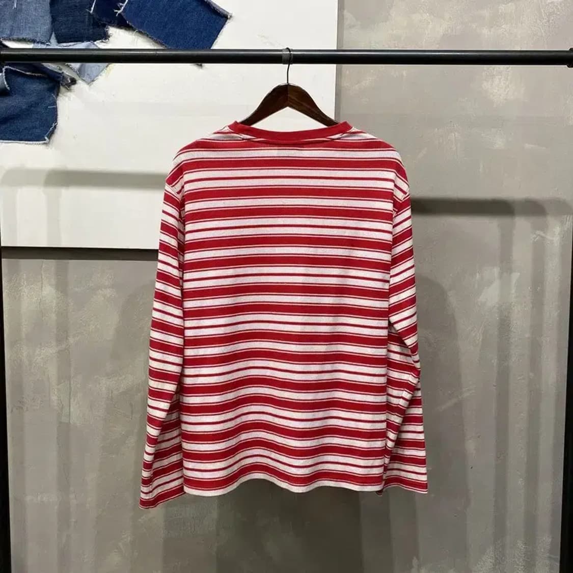 (105) 널디 캐주얼 스트릿 스트라이프 와플 긴팔티 상품이미지4