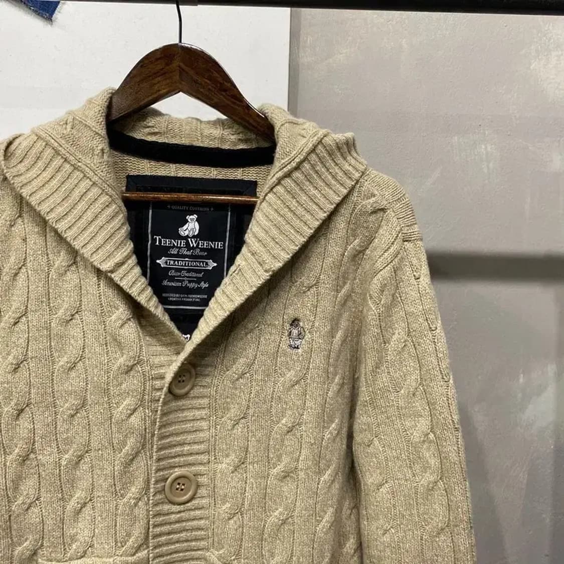 (100) 티니위니 캐주얼 케이블 꽈배기 후드 니트 가디건 상품이미지3