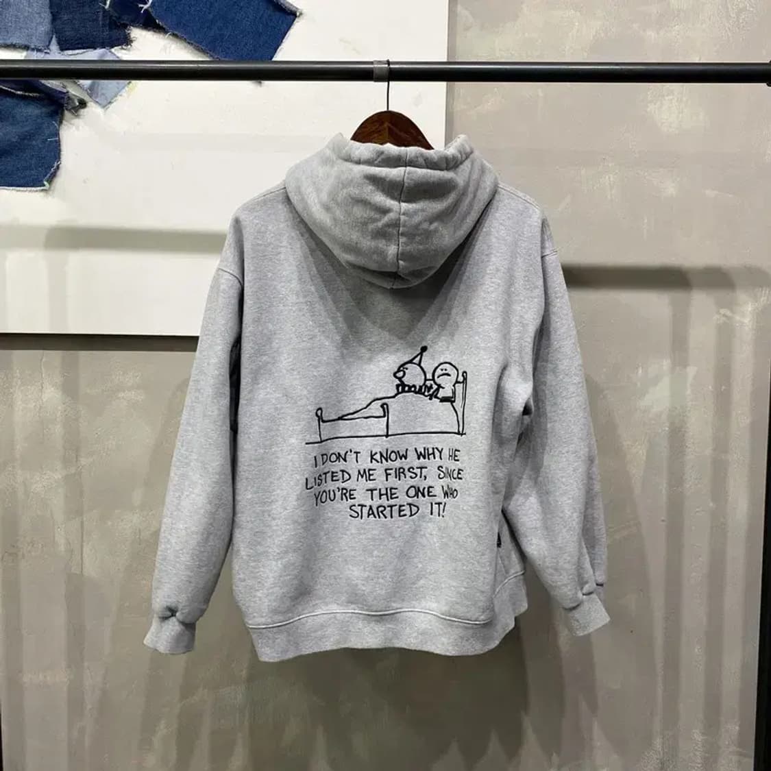 (100) 꼼파뇨 캐주얼 스트릭 자수 기모 후드티 상품이미지4