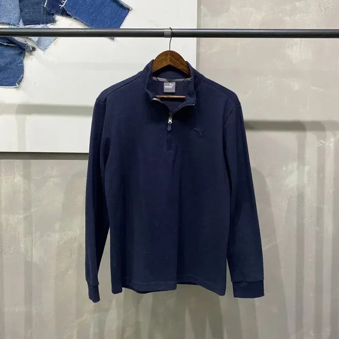 (100) 퓨마 캐주얼 반집업 네이비 긴팔 티 상품이미지1