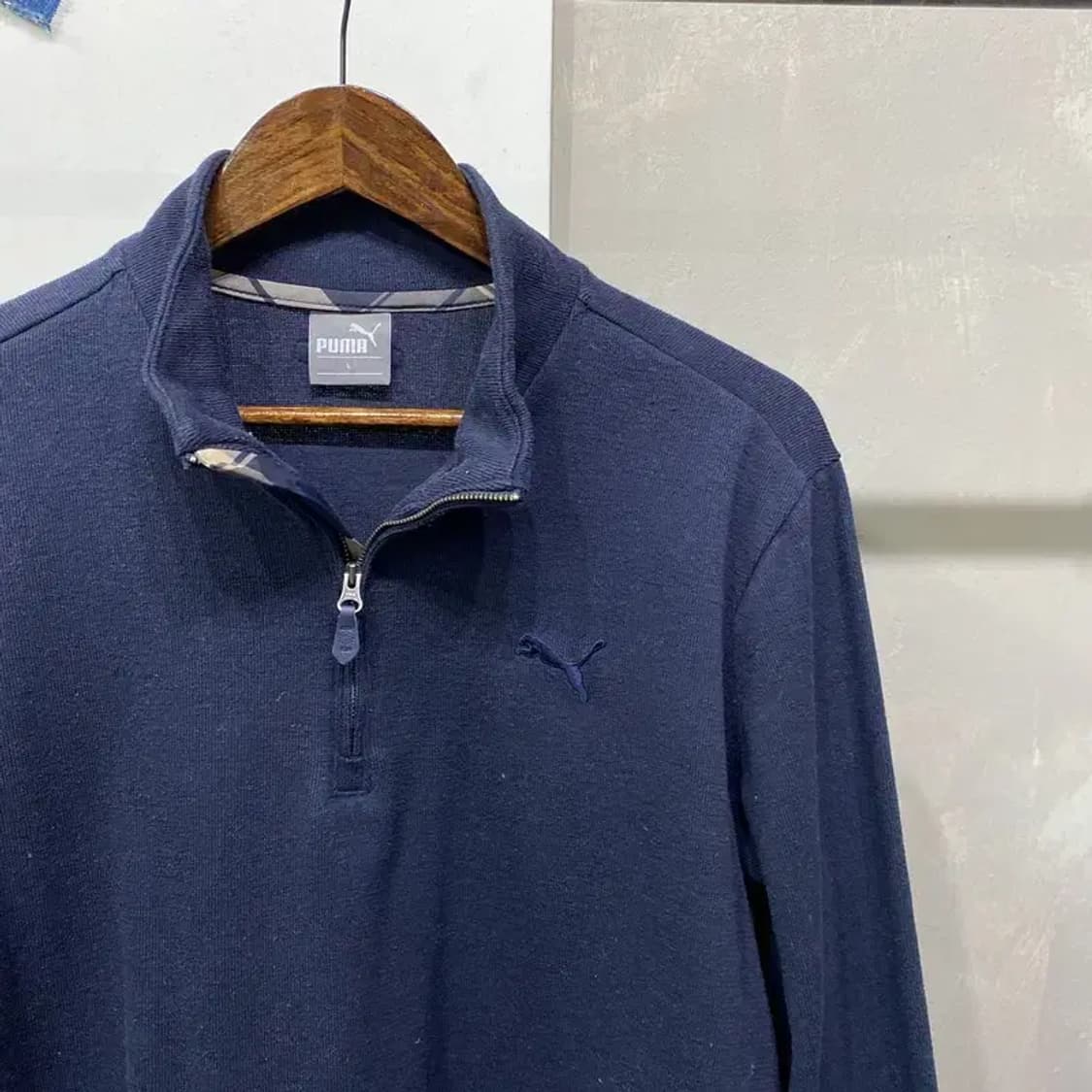 (100) 퓨마 캐주얼 반집업 네이비 긴팔 티 상품이미지3