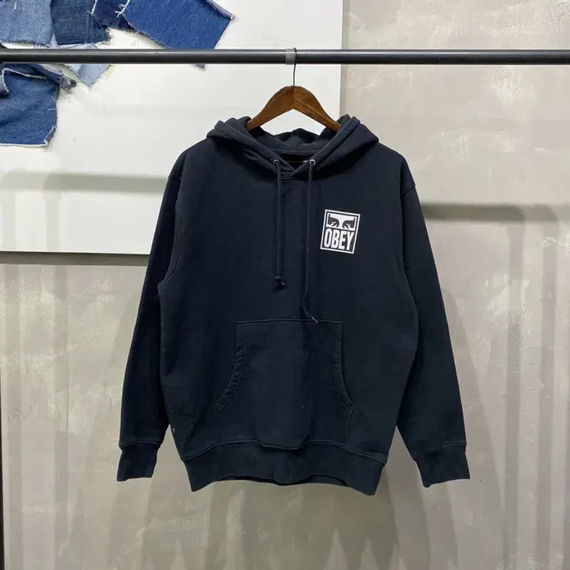 (100) 오베이 스트릿 캐주얼 백프린팅 기모 후드티 상품이미지1