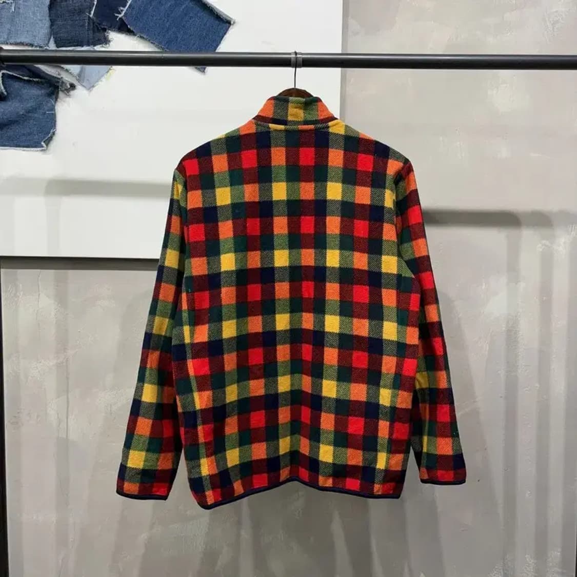 (100) 유니클로 캐주얼 체크 후리스 플리츠 자켓 상품이미지4