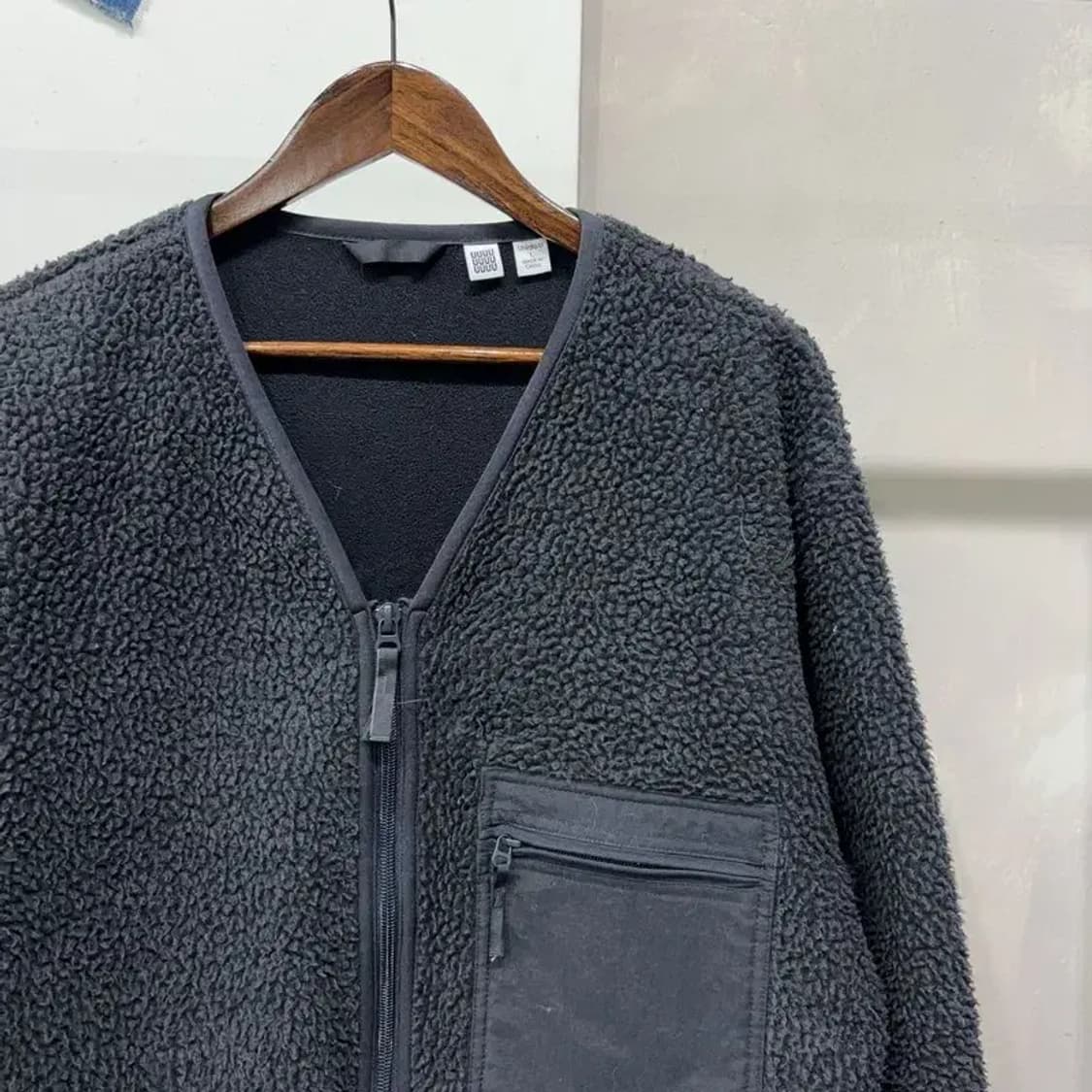 (100) 유니클로 캐주얼 카라리스 양털 뽀글이 후리스 자켓 상품이미지3