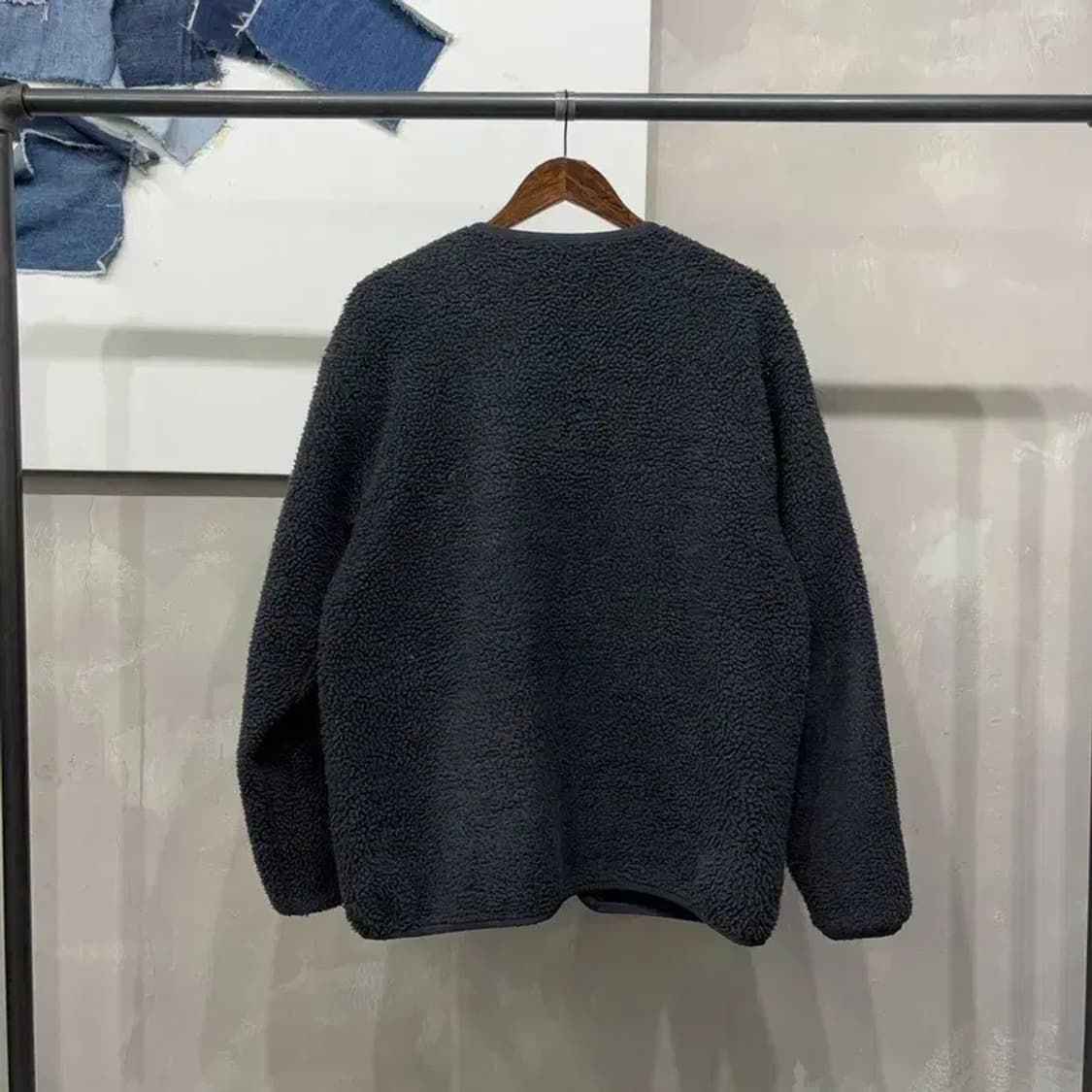 (100) 유니클로 캐주얼 카라리스 양털 뽀글이 후리스 자켓 상품이미지4