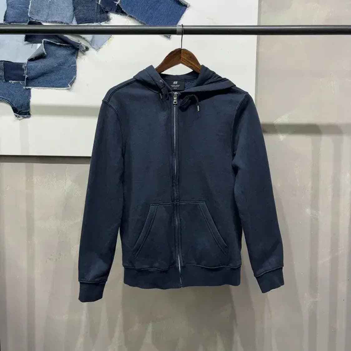 (90) H.M 흐앤므 여성 캐주얼 기모 네이비 후드집업 자켓 상품이미지1