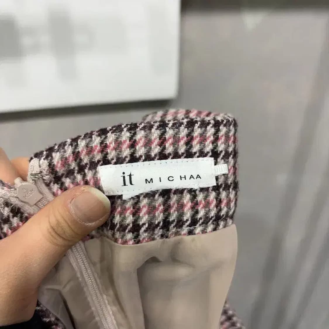 (28인치) 잇미셔 여성 캐주얼 체크 롱 스커트 치마 상품이미지5