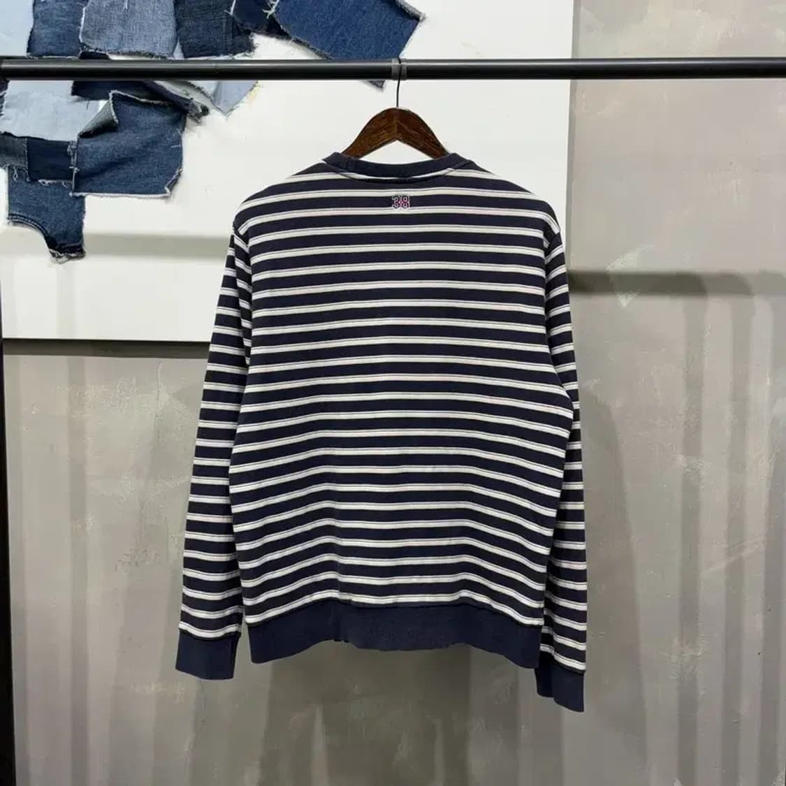 (100) 캉골 캐주얼 자수 스트라이프 맨투맨 긴팔 티 상품이미지4