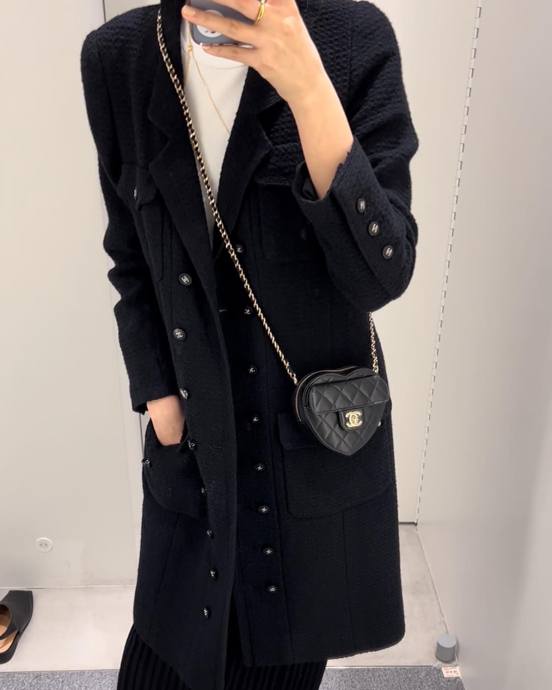 정품 샤넬 로고 버튼 코트 상품이미지7