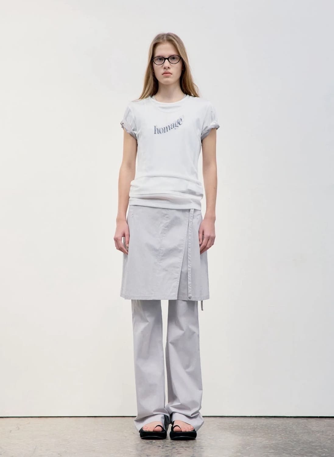 로우클래식 레이어드 랩 스커트 상품이미지1