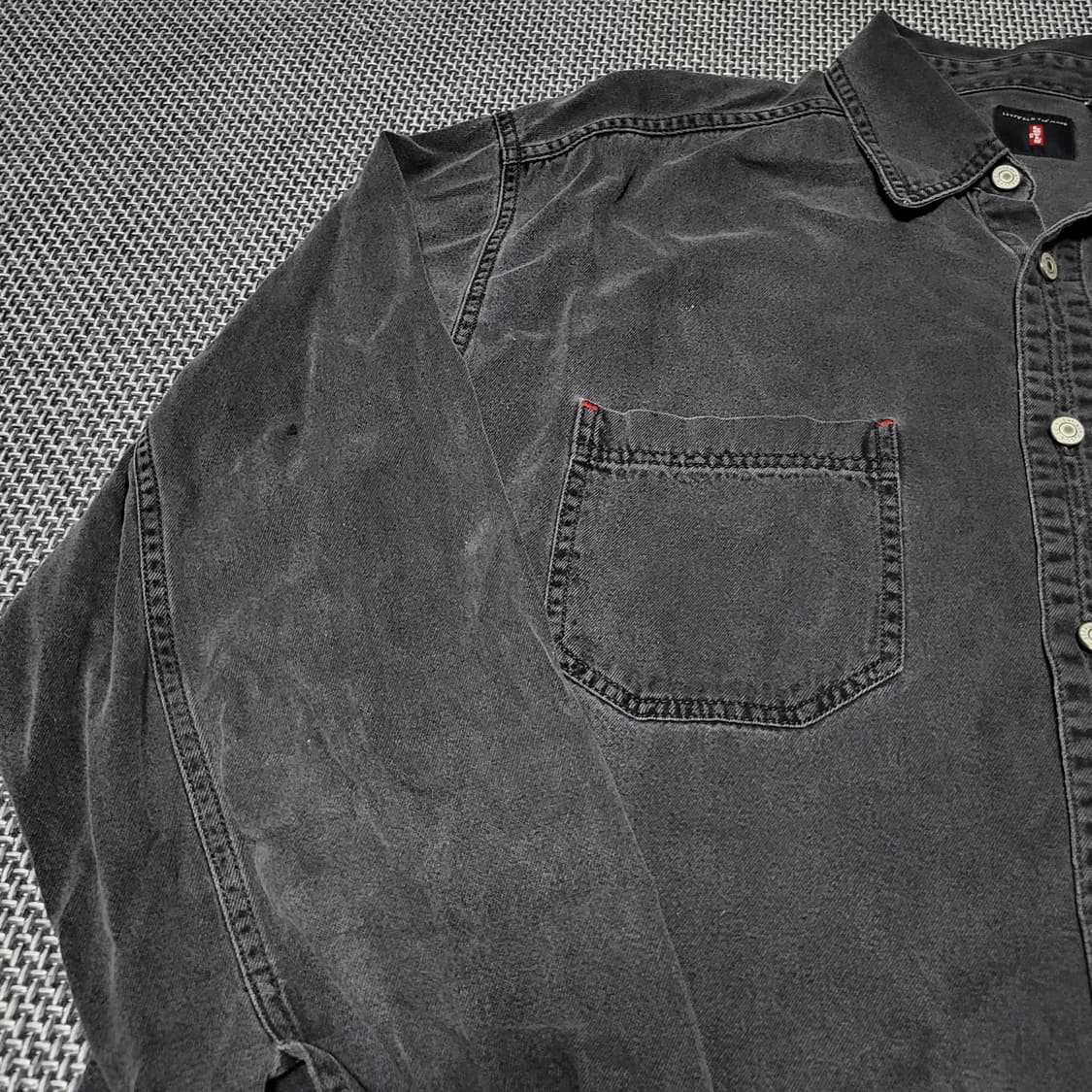 90s 리바이스 정품 흑청 데님 긴팔 셔츠 (L) 상품이미지7