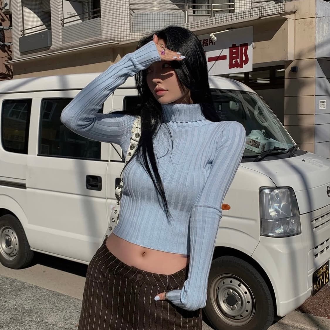 페일제이드 터틀넥 리브드 니트 그레이 상품이미지2