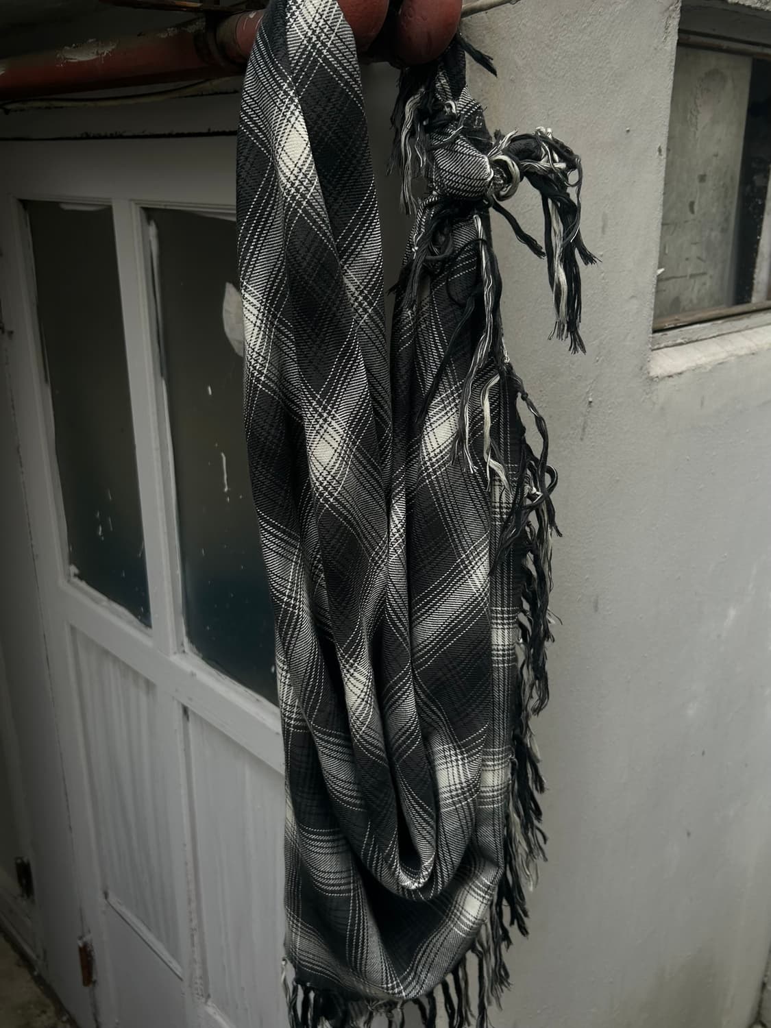 2000s JPN 블랙 체크 스톨 머플러 상품이미지2