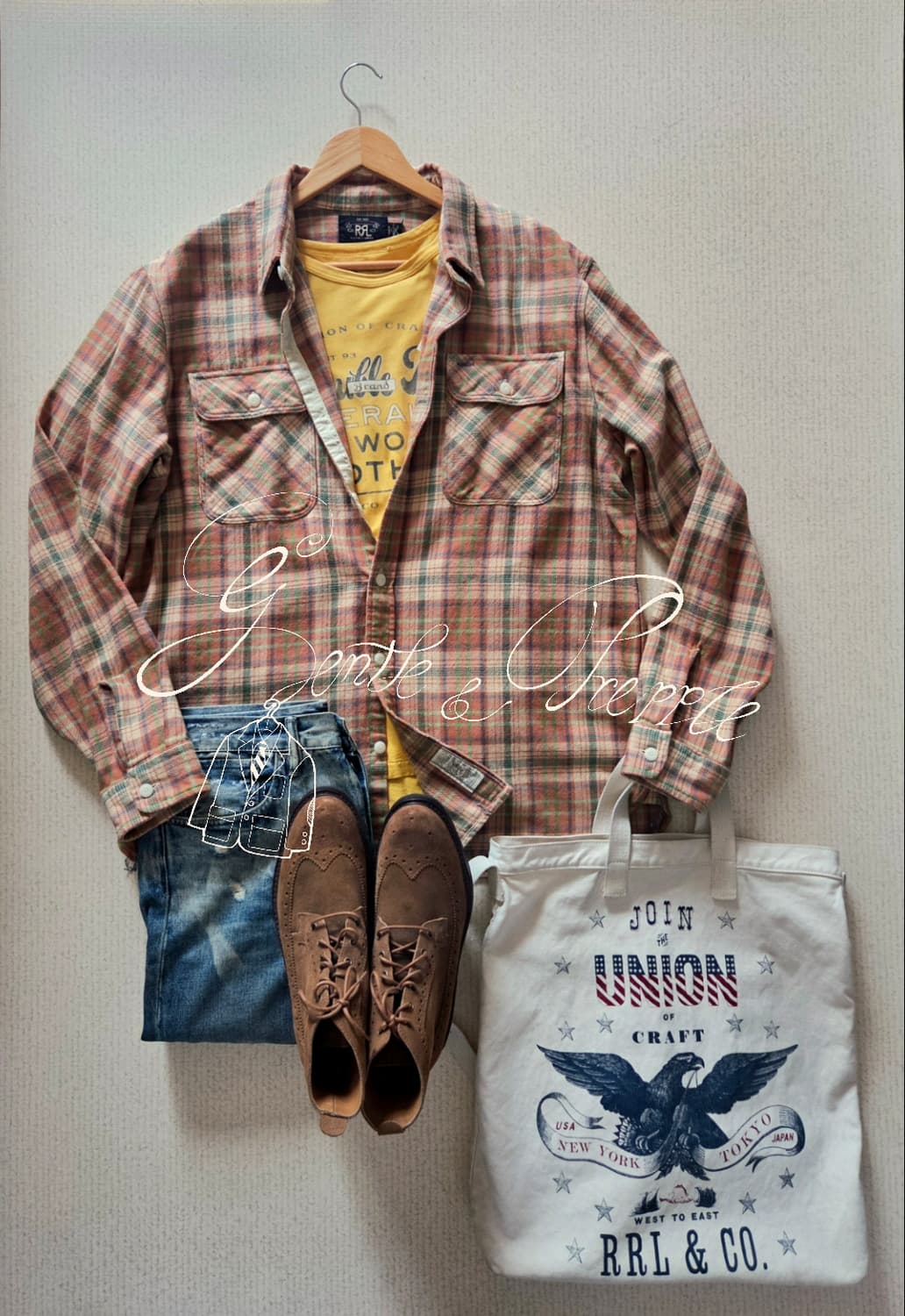 더블알엘 오렌지 트윌 플래드 워크셔츠 상품이미지1