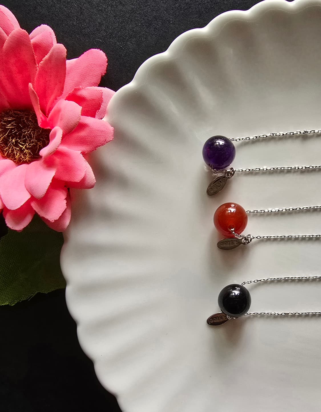 써지컬스틸 원석목걸이_홍마노 상품이미지3