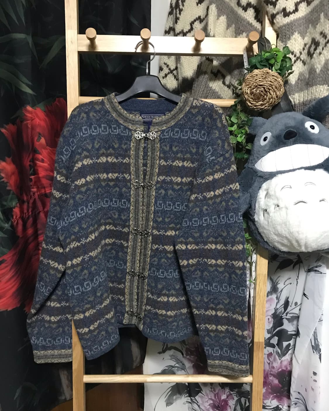 버클디테일 페어아일 노르딕 모리걸 가디건 상품이미지1