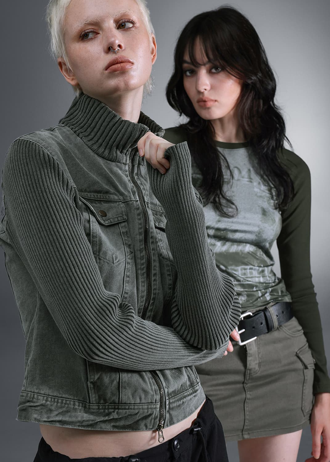 블랙업 [made] 틴거 니트 자켓 카키 상품이미지1