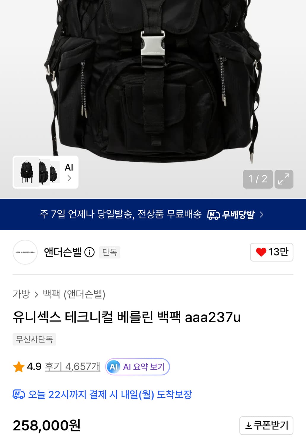 앤더슨벨 테크니컬 베를린 백팩 상품이미지3