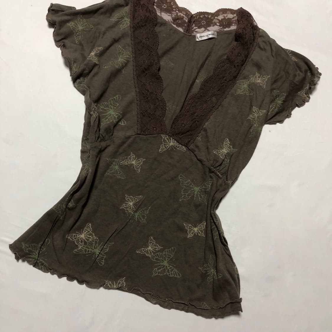 나비 무늬 레이스 탑 브라운 상품이미지2