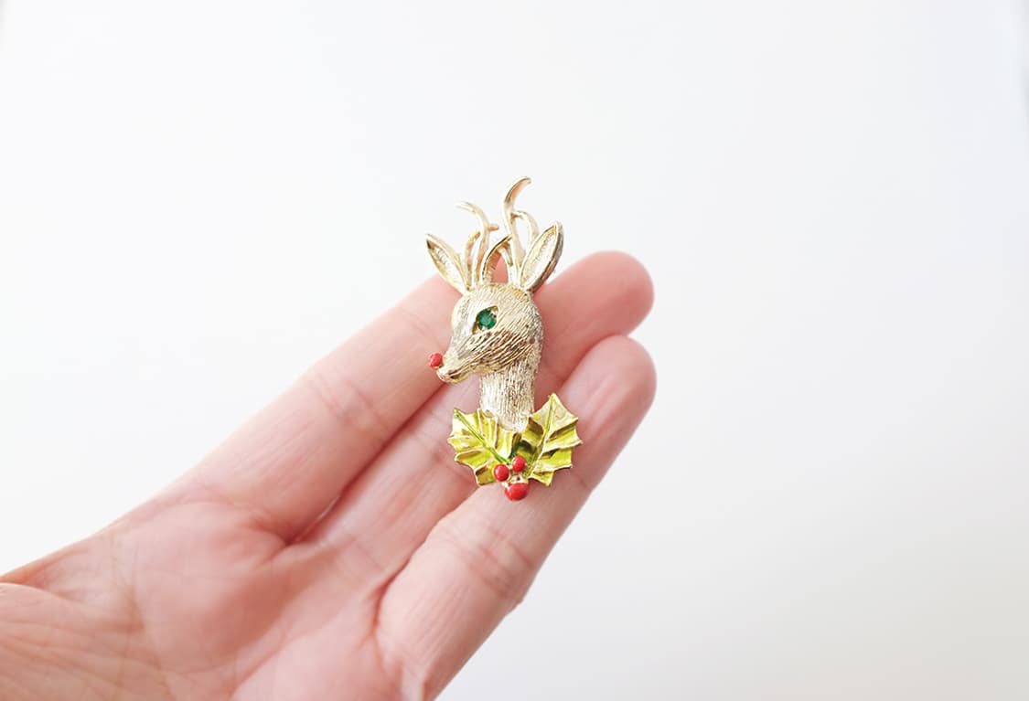 1970s 크리스마스 루돌프 빈티지브로치 빈티지악세사리 상품이미지3