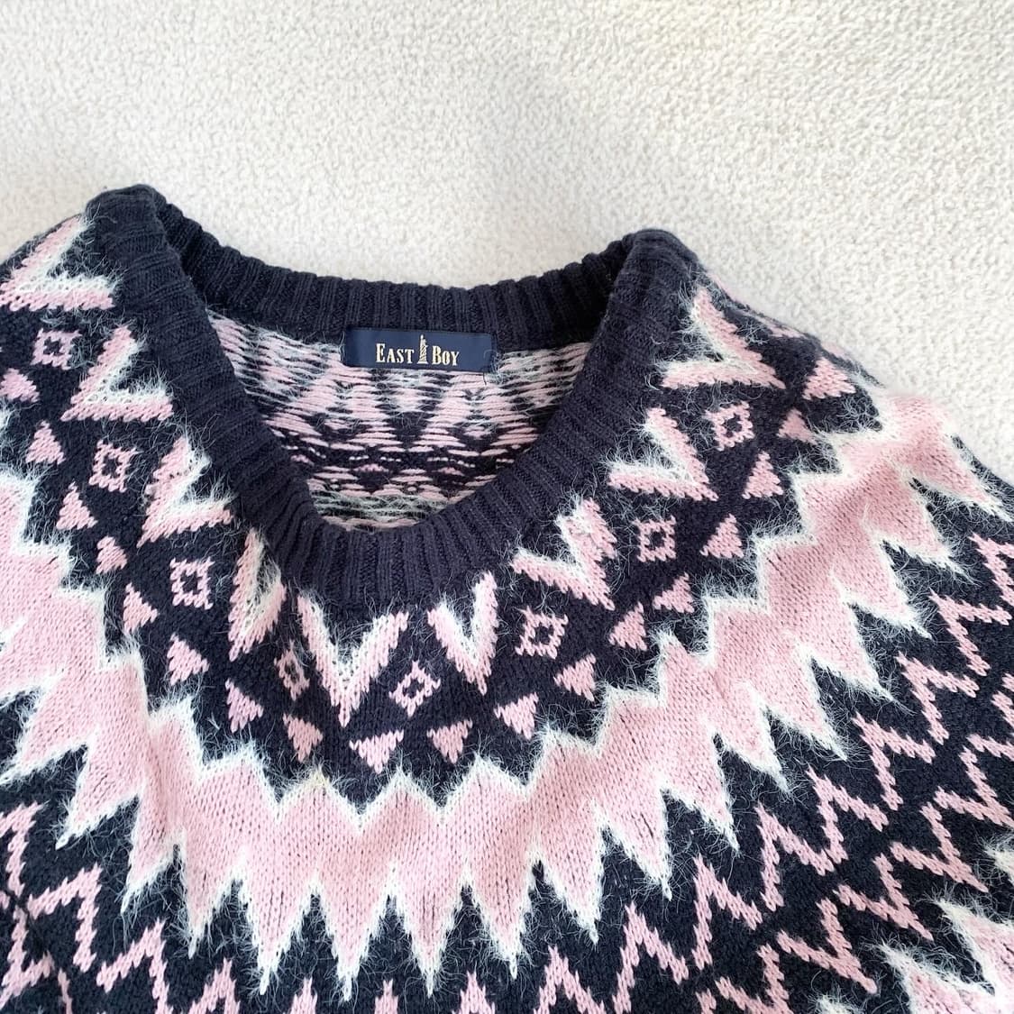 이스트보이 네이비x핑크 노르딕 니트 상품이미지2