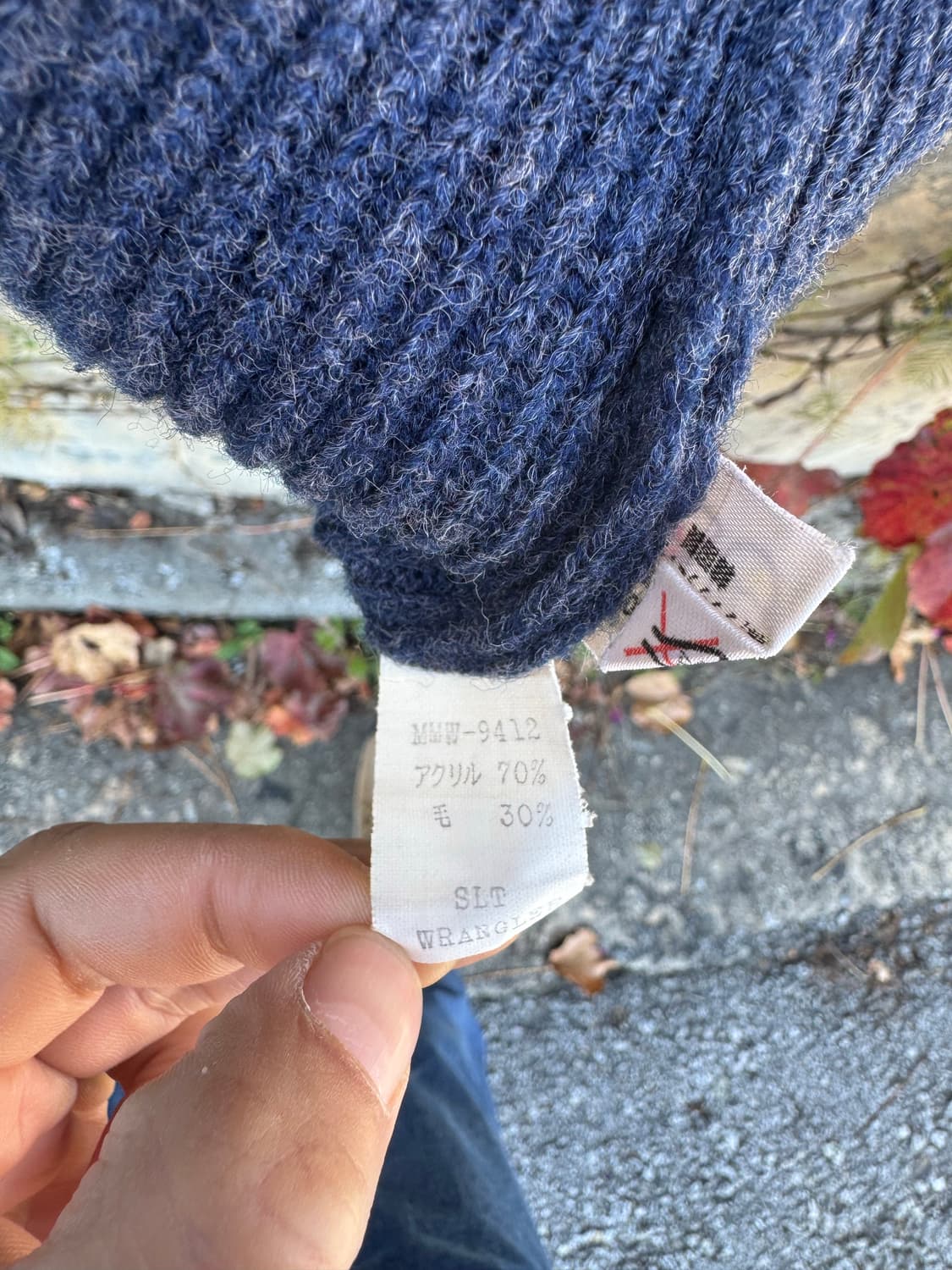 80s 랭글러 오픈 카라 니트 네이비 레이어드 상품이미지6