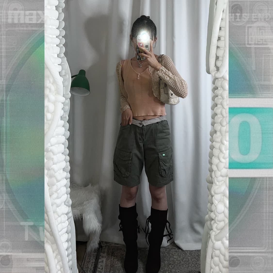 베이지 크로쉐 크롭 가디건 상품이미지6