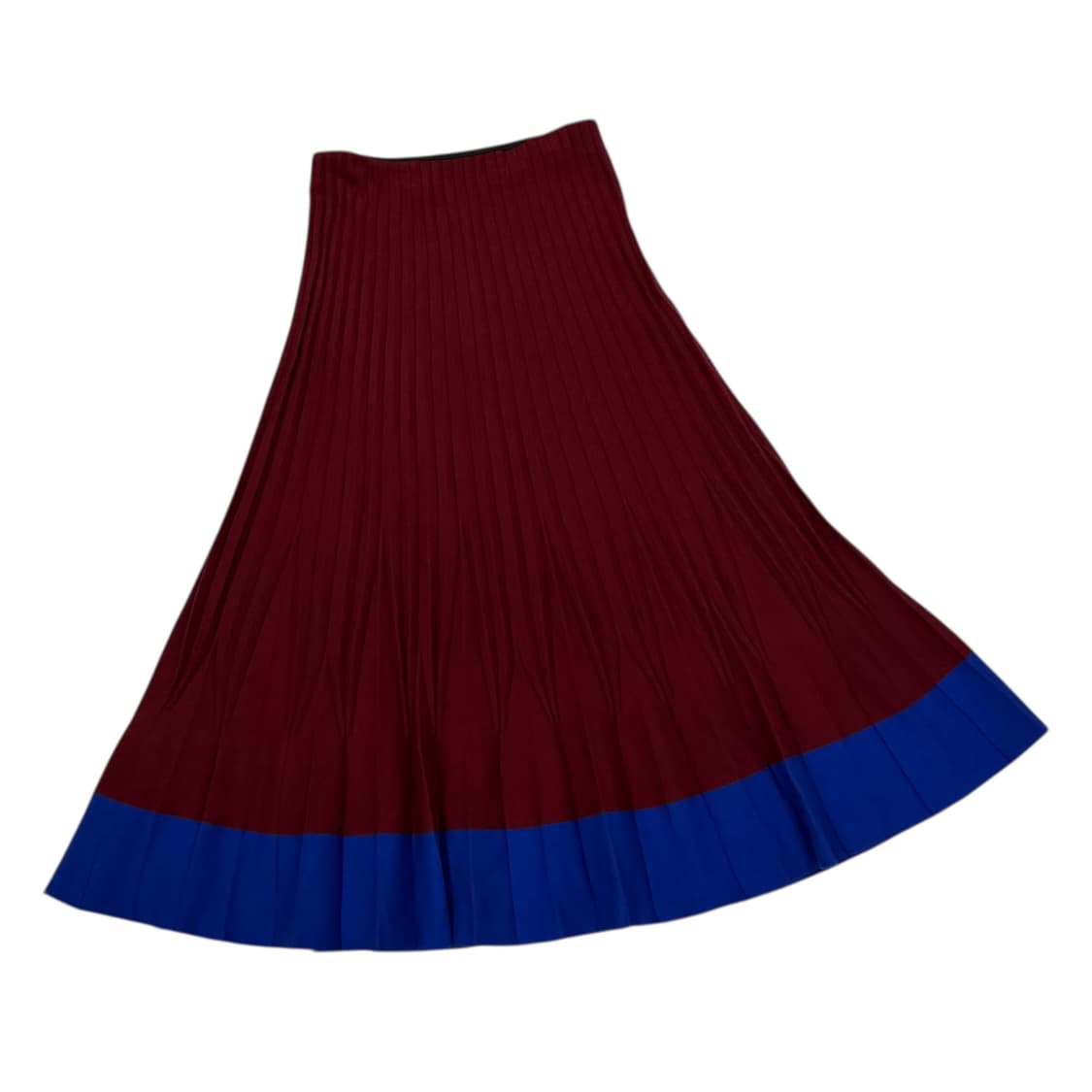럭키슈에뜨 니트 롱 플리츠 스커트 치마 버건디 블루 상품이미지2