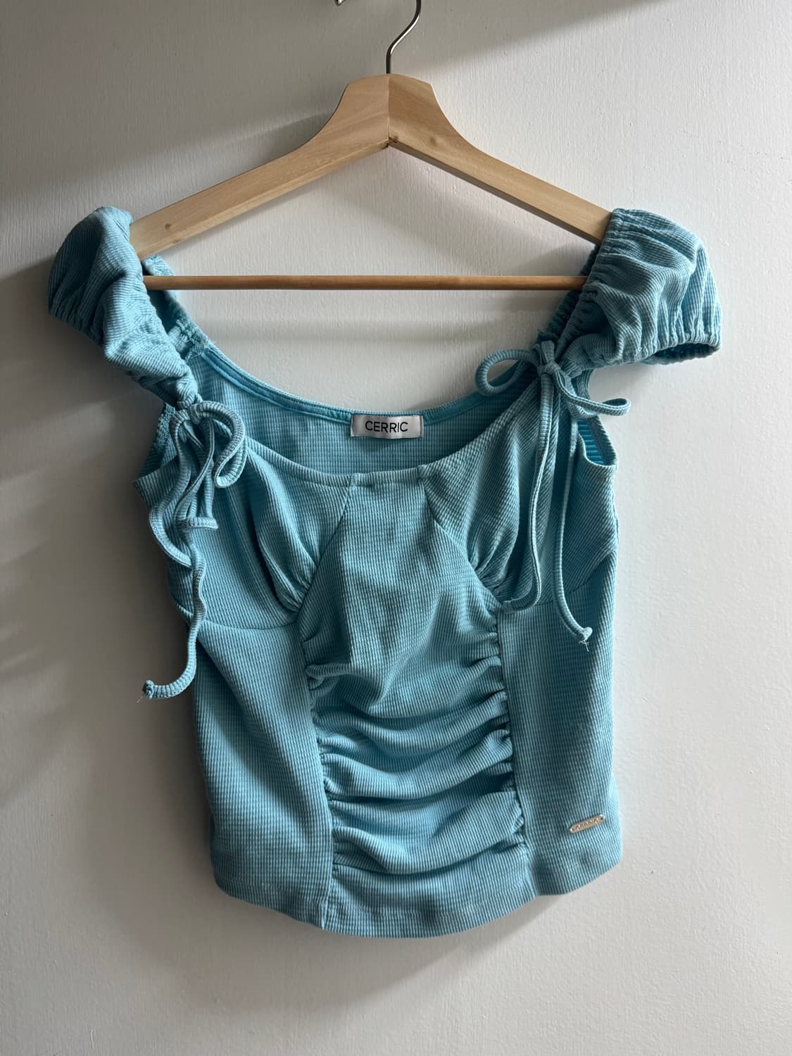 CREASE SHIRRING HALF TOP / BLUE 상품이미지5