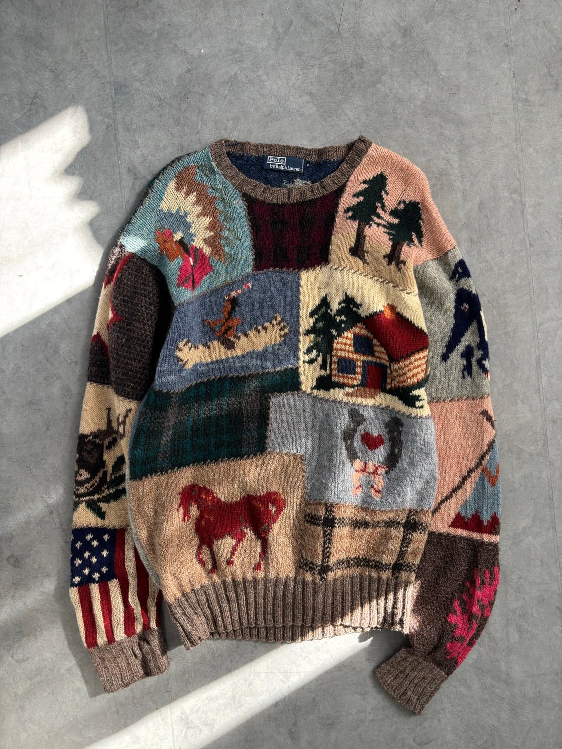 폴로랄프로렌 90‘s 플래그 패치워크 니트 상품이미지5