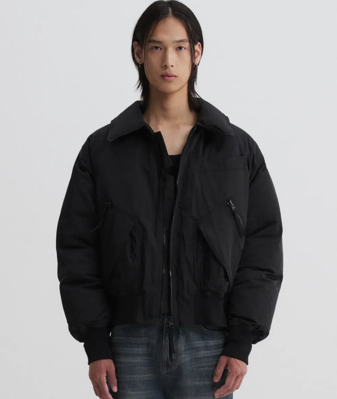 [L] 디앤써 (dnsr) 플라이트 크롭 패딩 점퍼 블랙 상품이미지2