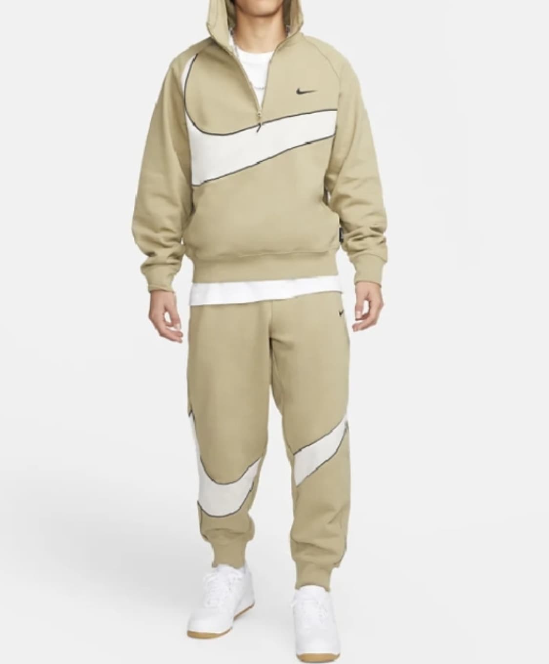 나이키 스우시 하프집업 후드 셋업 XL ,L _ 남성,실측 확인 상품이미지1