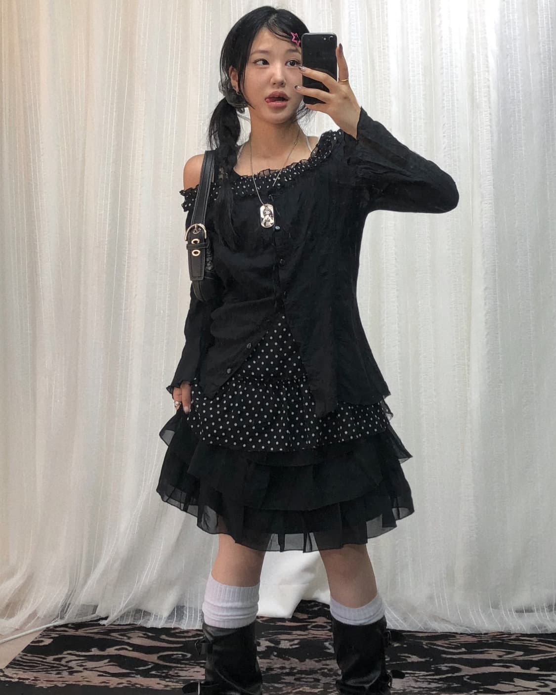 블랙 도트 레스트 로즈 도쿄걸 코디세트 상품이미지2