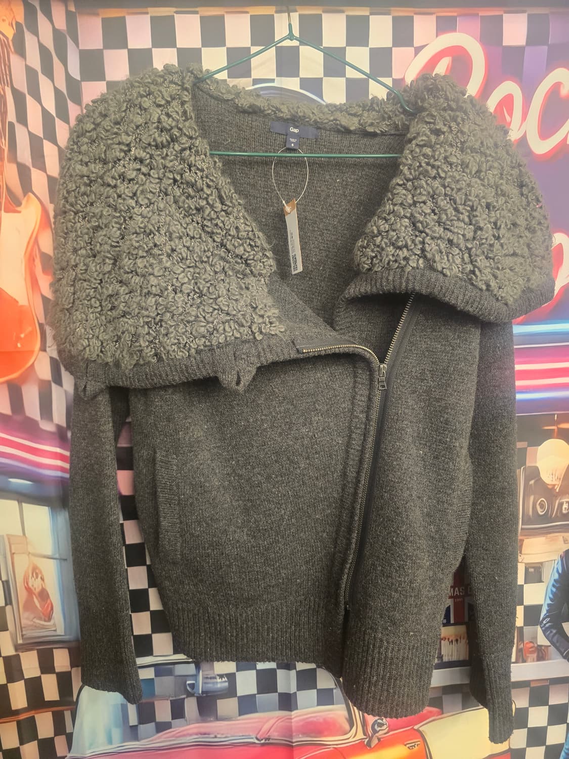 Gap의 여성용 회색 울 스웨드 재킷 상품이미지1