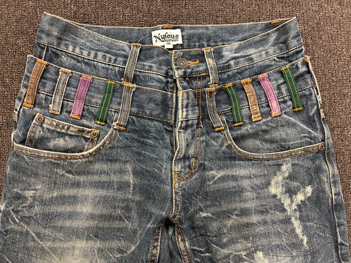 76)NYLAUS clothing 빈티지 레이어드 워싱 데님팬츠 상품이미지6