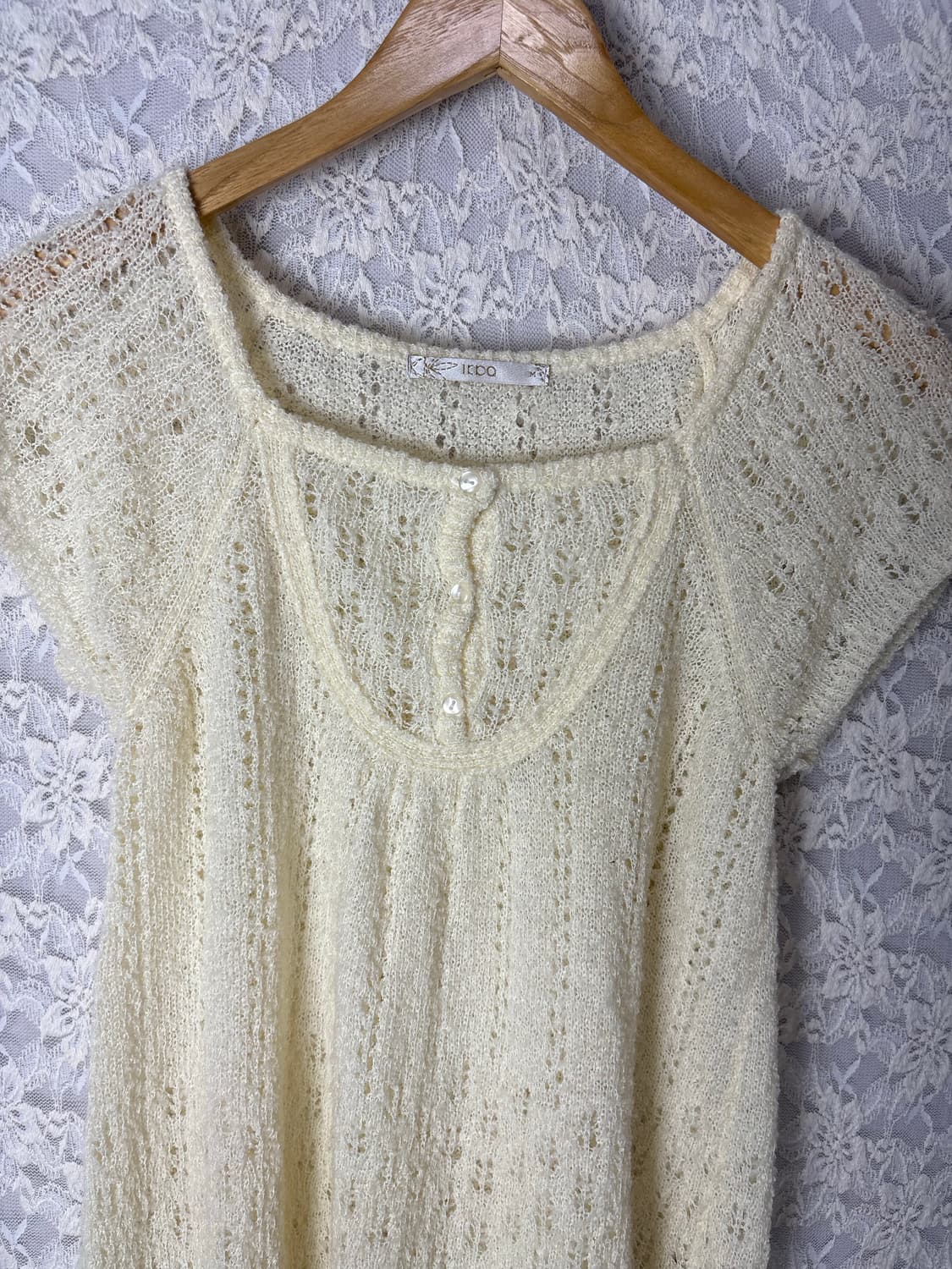 아이보리 반소매 니트 상품이미지6