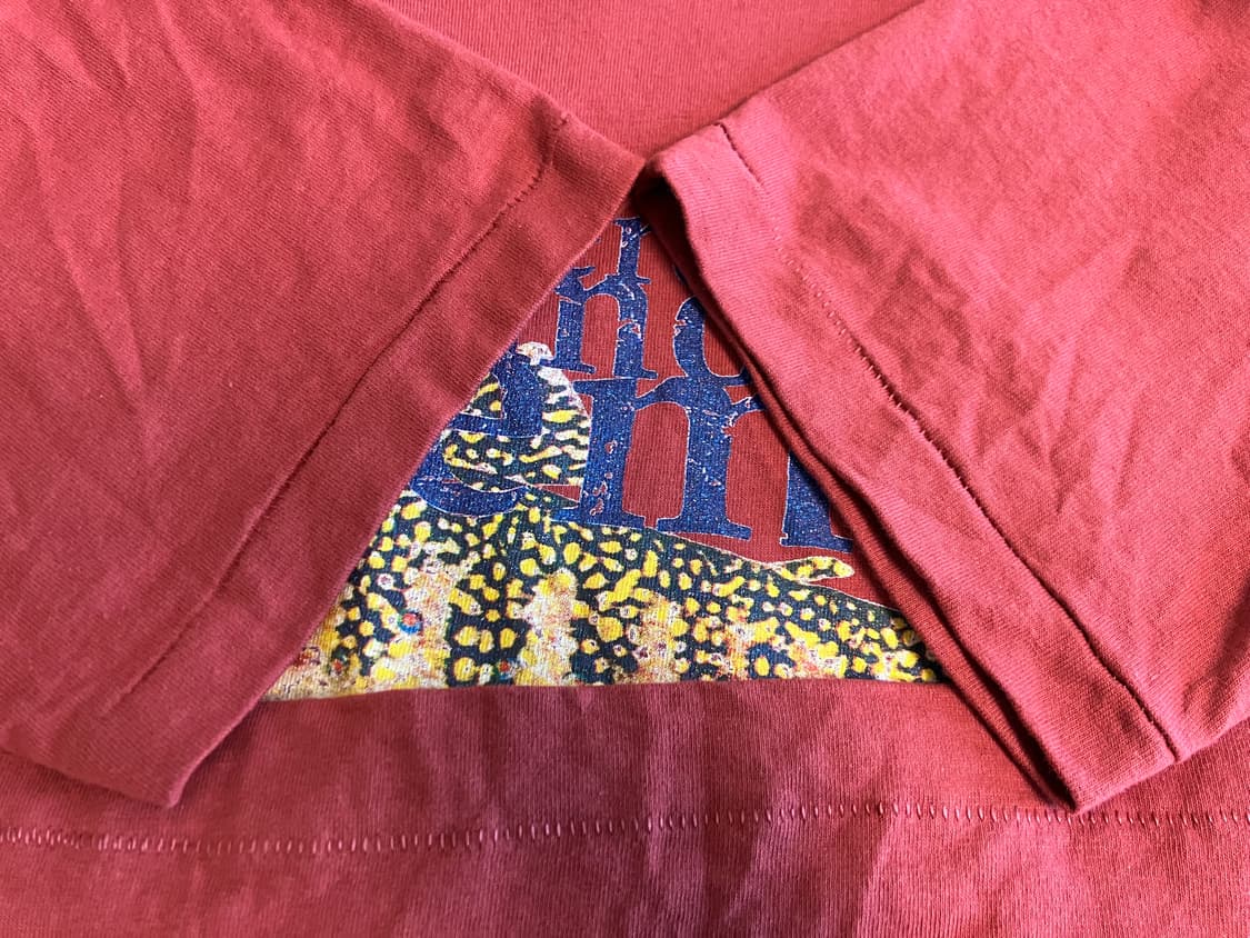 빈티지 USA 90s 프룻오브더룸 싱글스티치 피싱 물고기 티셔츠 L 상품이미지4