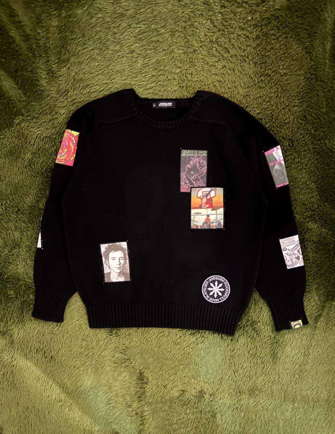 [2] JOEGUSH 조거쉬 패치 싱글 풀오버 니트 블랙 상품이미지1