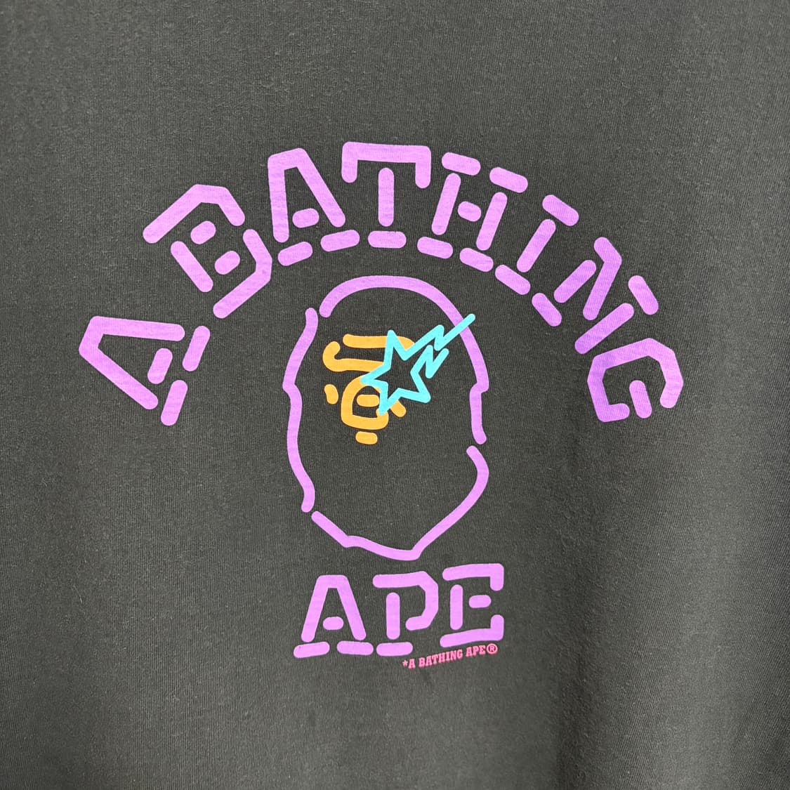 베이프 네온 컬리지 반팔티셔츠 / 블랙, 2XL 상품이미지5