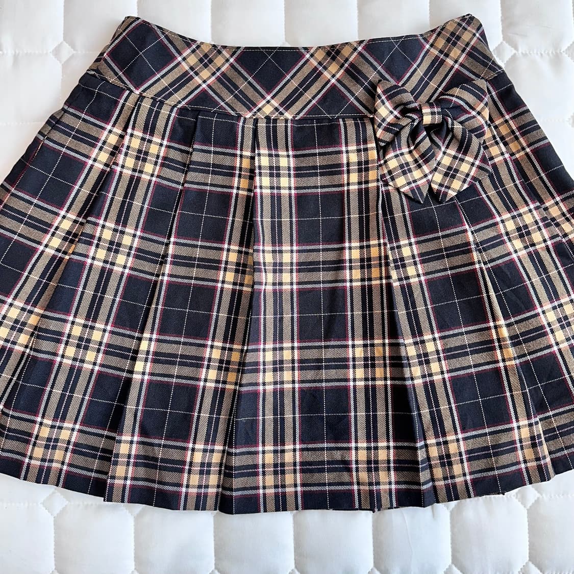 체크 플리츠 스커트 리본 장식 상품이미지2