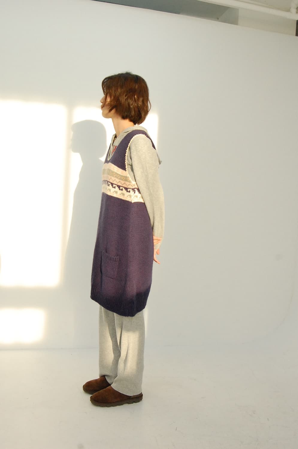 Denim dungaree knit one piece 상품이미지5