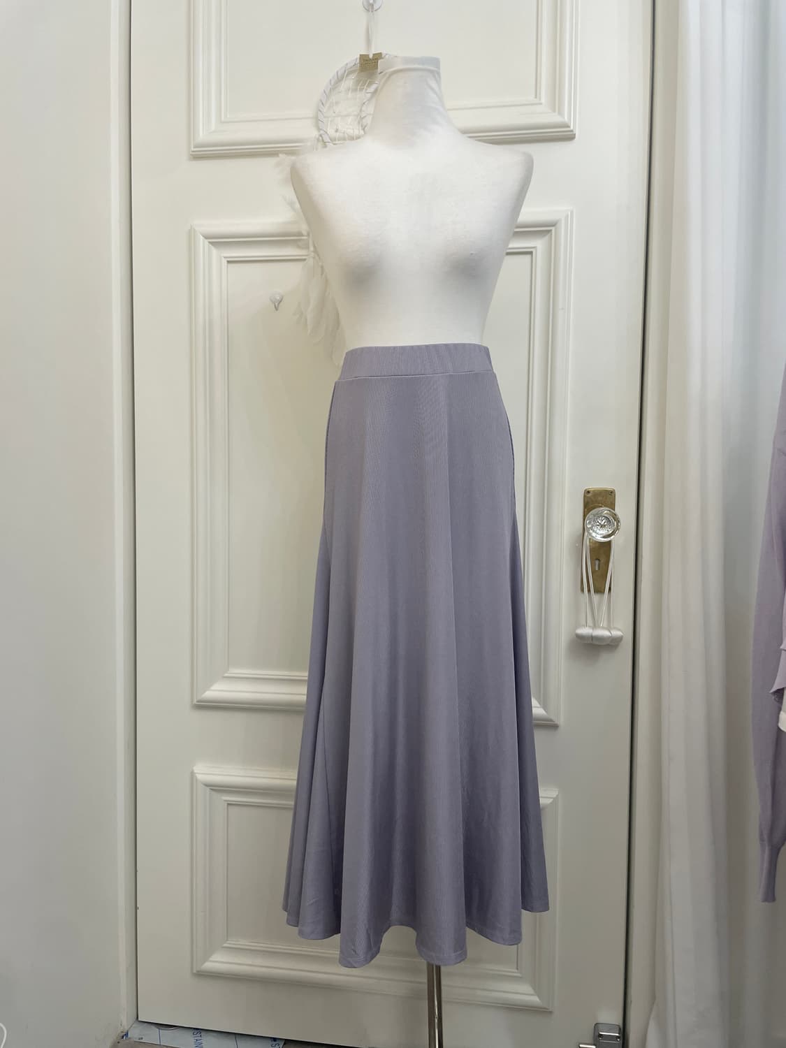 lavender basic long banding skirt 상품이미지1