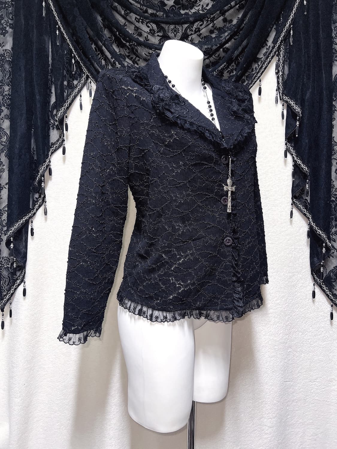 로맨틱고딕 고스로리 펑크 레이스 프릴 자켓 가디건 다크페어리 공겜 핀터 상품이미지6