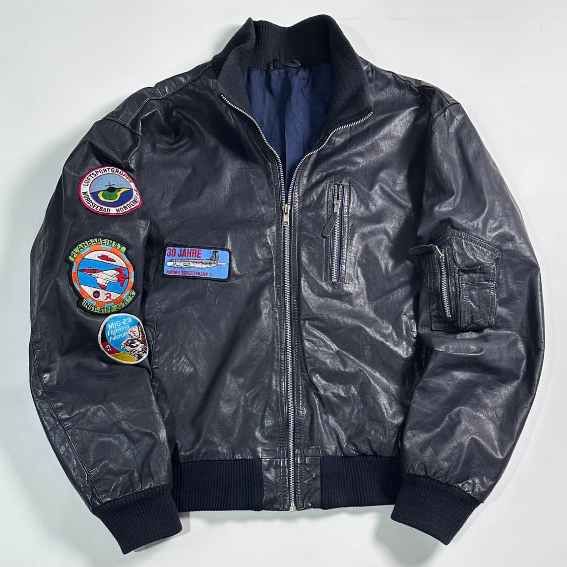 VTG 레더 패치 플라이트 자켓 상품이미지1