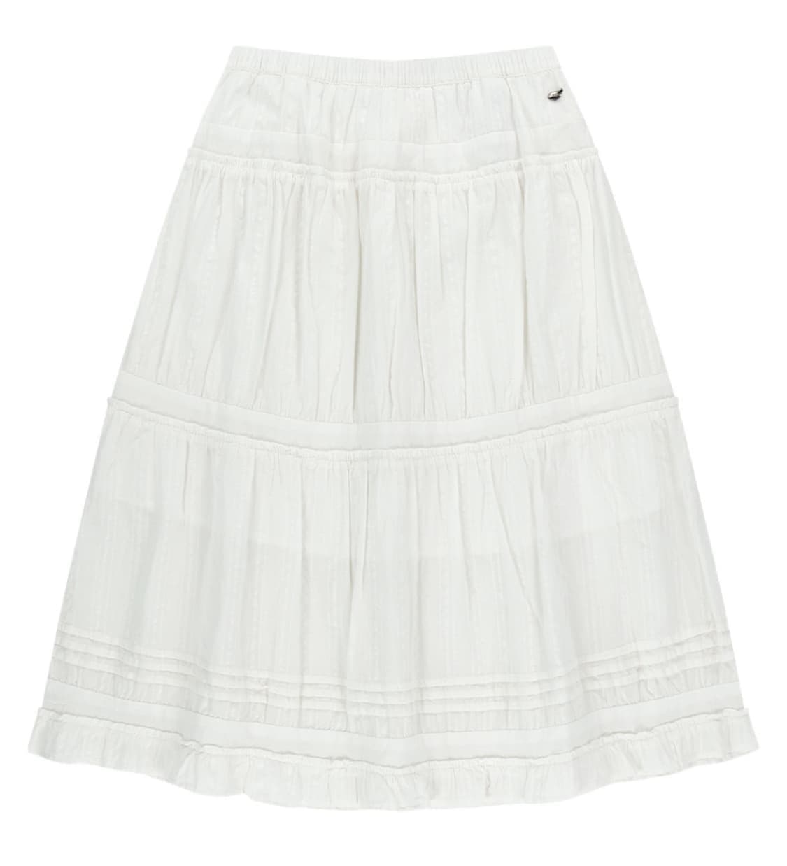 코이세이오 셔링 미디 스커트 화이트 상품이미지1